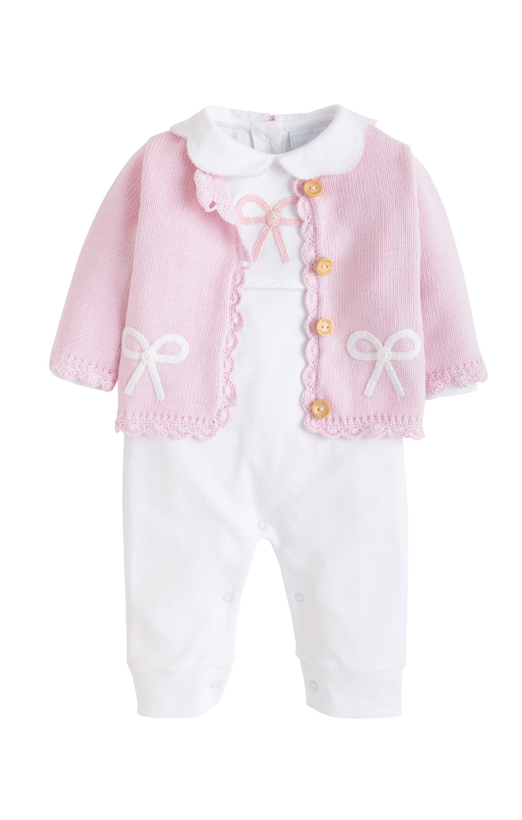 Little English Gift Crochet Cardigan Pink Bow