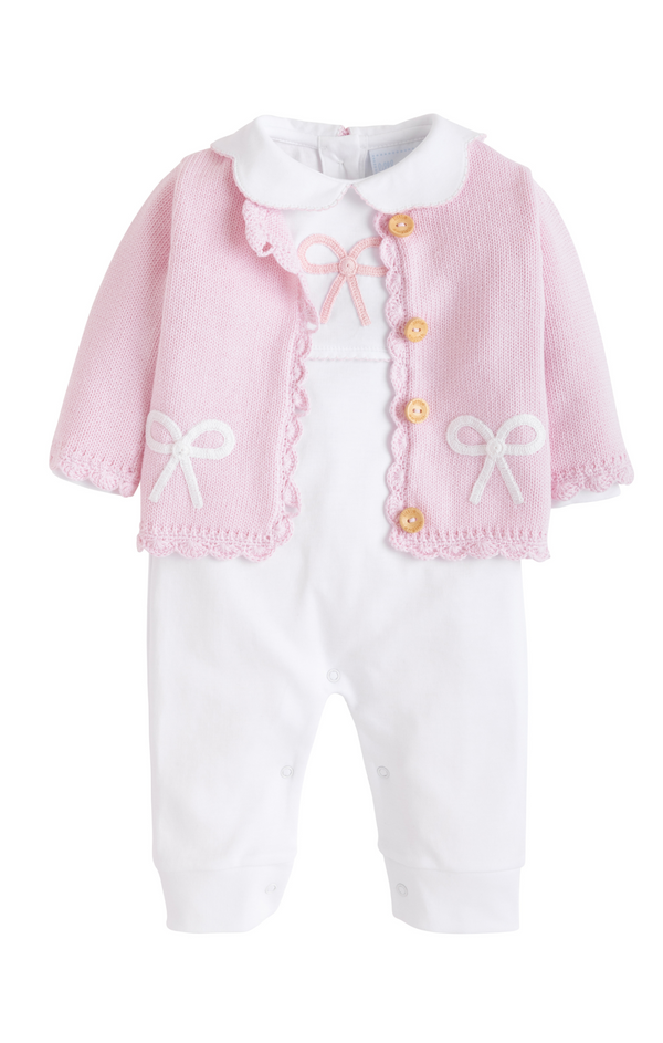 Little English Gift Crochet Playsuit Pink Bow