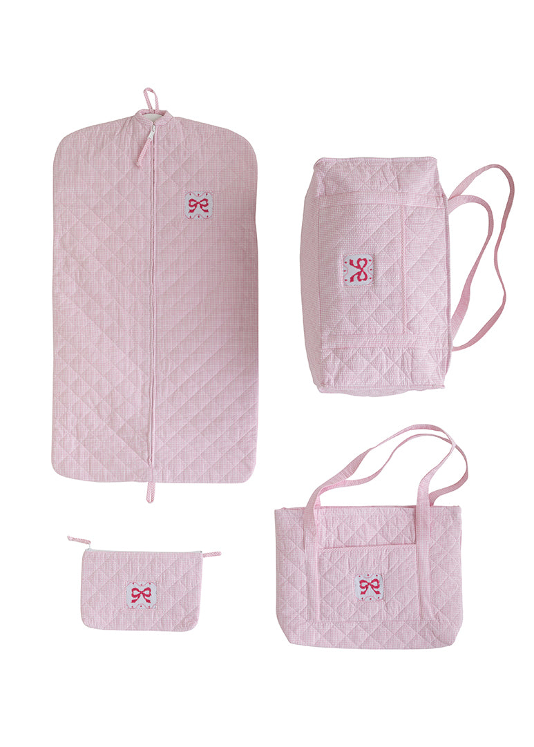 Little English Gift Quilted Luggage Pink Bow