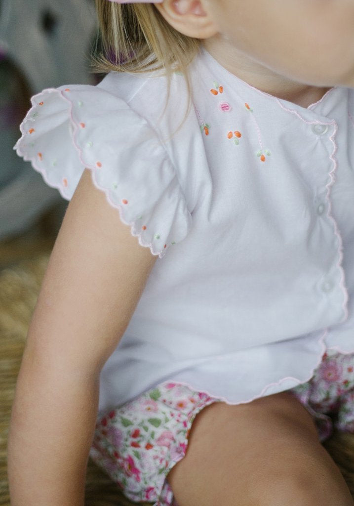 Little English Gift Tea Blouse Orange & Pink